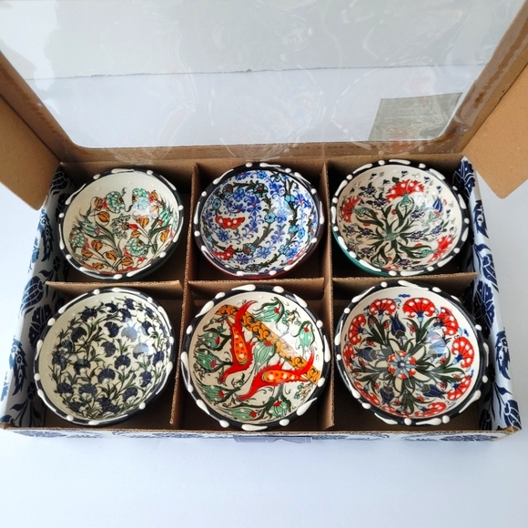 Set of 6 Dipping Ceramic Bowls Handpainted Made in Turkey - - Picture 2 of 10